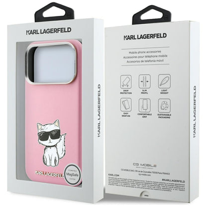 MagSafe Case for Apple iPhone 18 Pro Max / 17 Pro Max, Karl Lagerfeld, Choupette Sketch, Pink