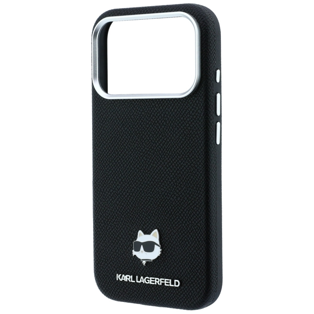 Θήκη MagSafe για Apple iPhone 18 Pro Max / 17 Pro Max, Karl Lagerfeld, Grained Choupette Head Metal, Μαύρη
