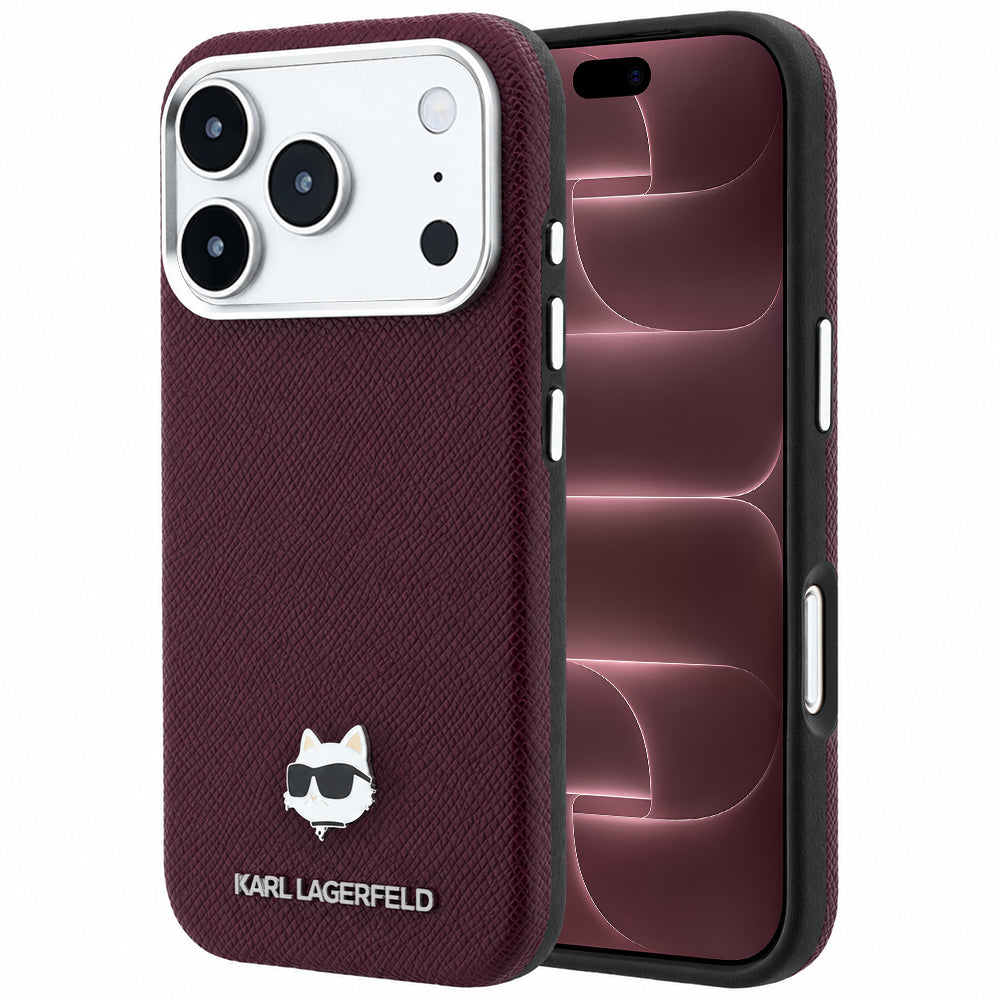 Θήκη MagSafe για Apple iPhone 18 Pro Max / 17 Pro Max, Karl Lagerfeld, Grained Choupette Head, Βυσσινί