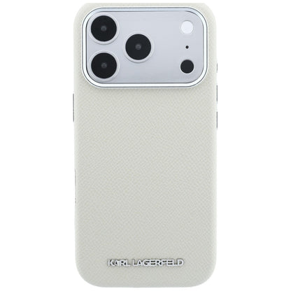 MagSafe Case for Apple iPhone 18 Pro Max / 17 Pro Max, Karl Lagerfeld, Grained Elongated Logo, Beige