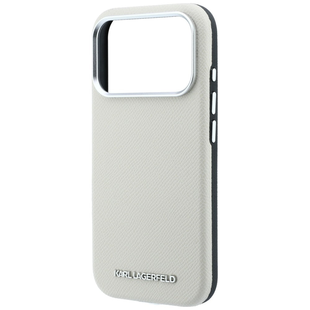 MagSafe Case for Apple iPhone 18 Pro Max / 17 Pro Max, Karl Lagerfeld, Grained Elongated Logo, Beige