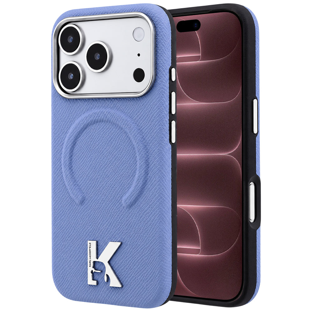 Θήκη MagSafe για Apple iPhone 18 Pro Max / 17 Pro Max, Karl Lagerfeld, Grained Embossed Ring, Μπλε