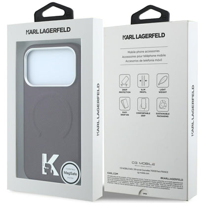 Θήκη MagSafe για Apple iPhone 18 Pro Max / 17 Pro Max, Karl Lagerfeld, Grained Embossed Ring, Βυσσινί