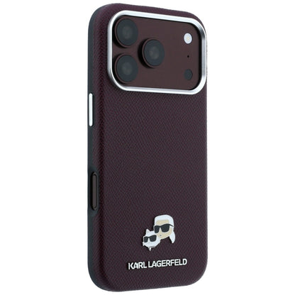 Θήκη MagSafe για Apple iPhone 18 Pro Max / 17 Pro Max, Karl Lagerfeld, Grained KC Heads, Βυσσινί