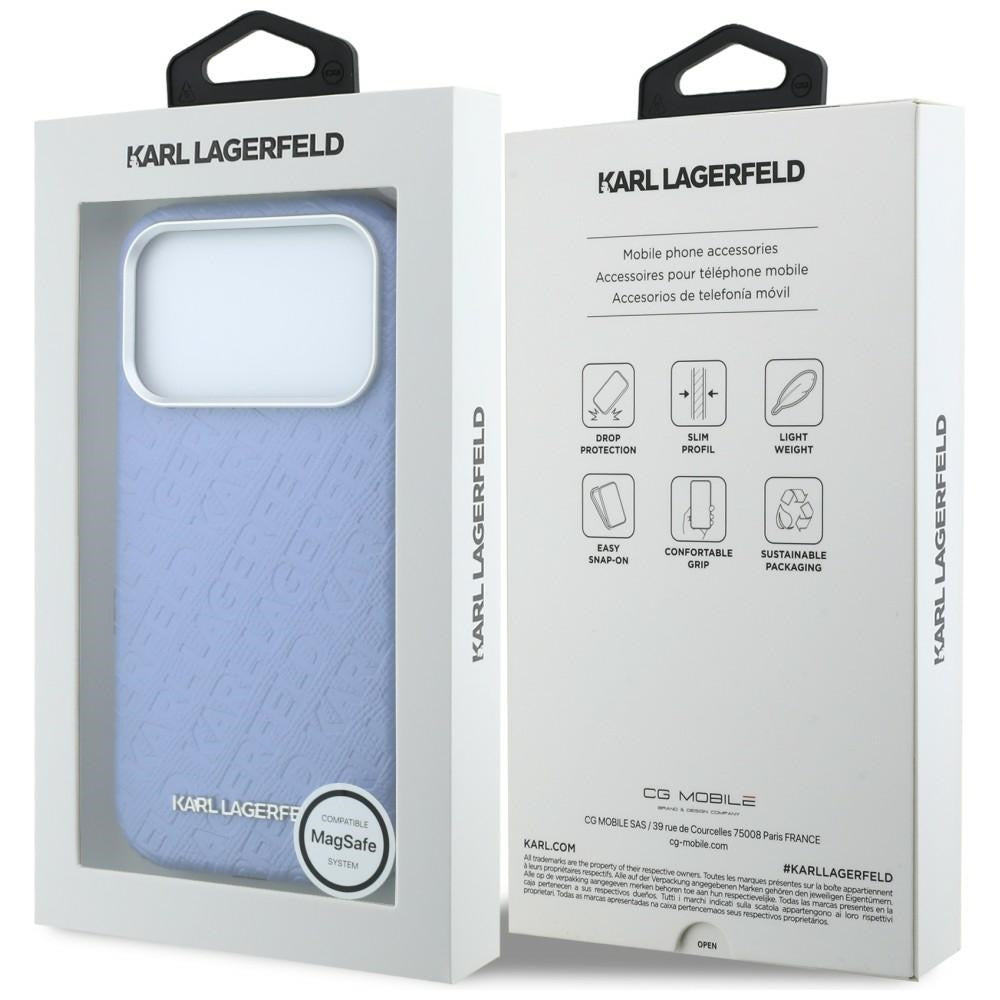 Θήκη MagSafe για Apple iPhone 18 Pro Max / 17 Pro Max, Karl Lagerfeld, Μεταλλικό Λογότυπο με Υφή, Μπλε