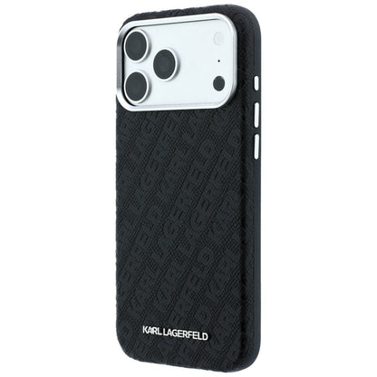 MagSafe Case for Apple iPhone 18 Pro Max / 17 Pro Max, Karl Lagerfeld, Grained Metal Logo, Black