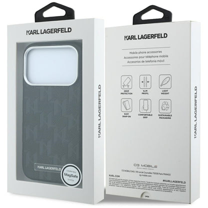 Θήκη MagSafe για Apple iPhone 18 Pro Max / 17 Pro Max, Karl Lagerfeld, Grained Mono Resin Logo, Μαύρο