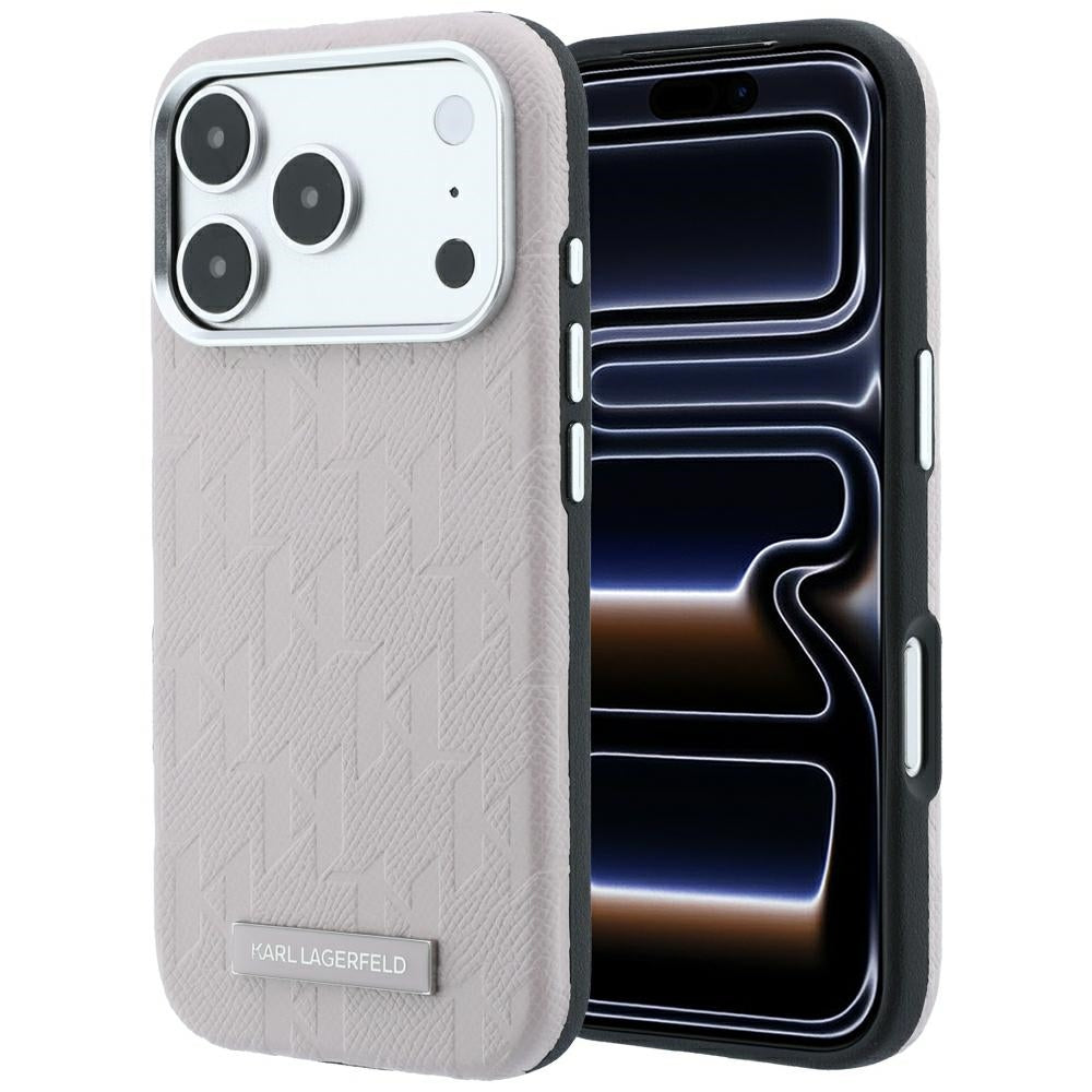 MagSafe Case for Apple iPhone 18 Pro Max / 17 Pro Max, Karl Lagerfeld, Grained Mono Resin Logo, Pink