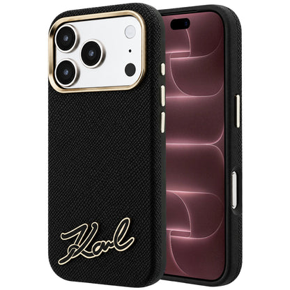 Θήκη MagSafe για Apple iPhone 18 Pro Max / 17 Pro Max, Karl Lagerfeld, Grained Resin Sign Logo, Μαύρη