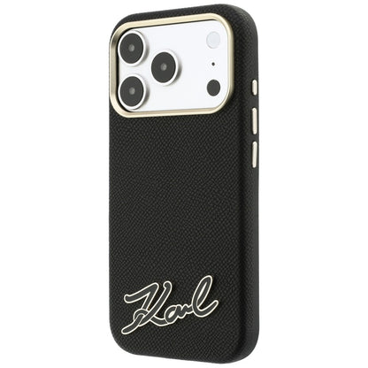 Θήκη MagSafe για Apple iPhone 18 Pro Max / 17 Pro Max, Karl Lagerfeld, Grained Resin Sign Logo, Μαύρη