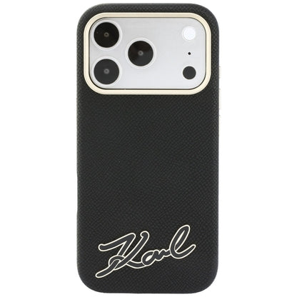 Θήκη MagSafe για Apple iPhone 18 Pro Max / 17 Pro Max, Karl Lagerfeld, Grained Resin Sign Logo, Μαύρη