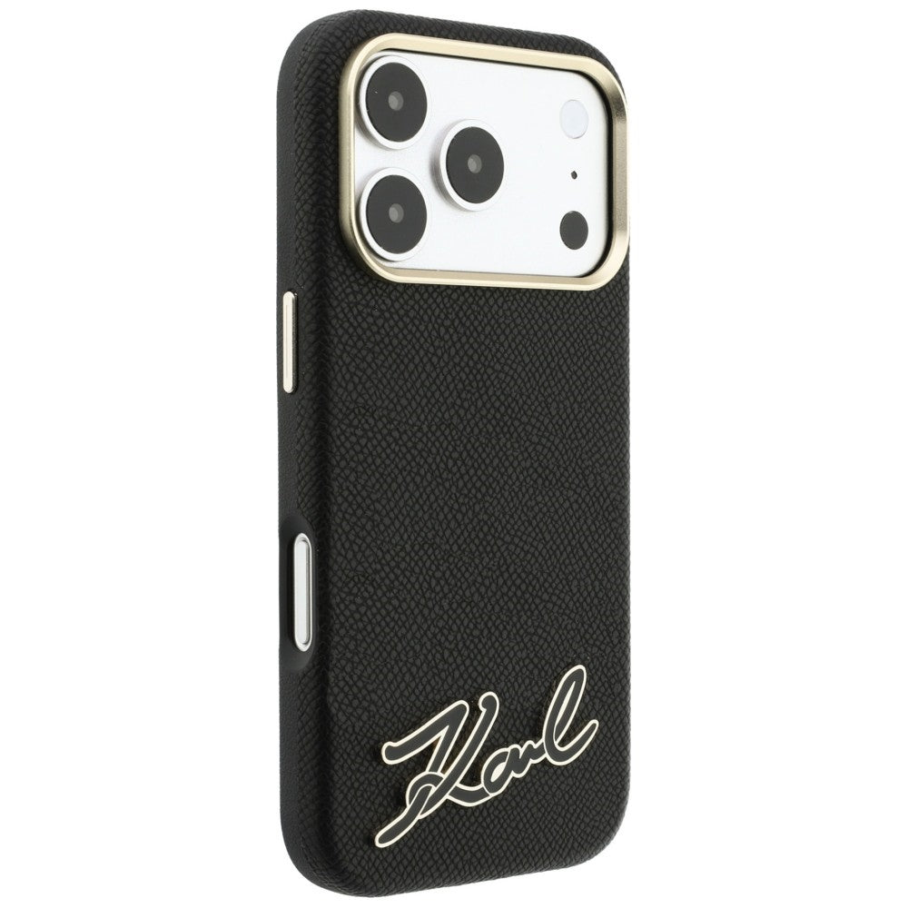 Θήκη MagSafe για Apple iPhone 18 Pro Max / 17 Pro Max, Karl Lagerfeld, Grained Resin Sign Logo, Μαύρη