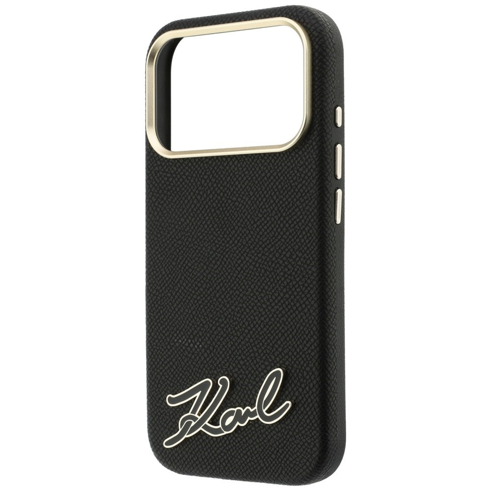Θήκη MagSafe για Apple iPhone 18 Pro Max / 17 Pro Max, Karl Lagerfeld, Grained Resin Sign Logo, Μαύρη