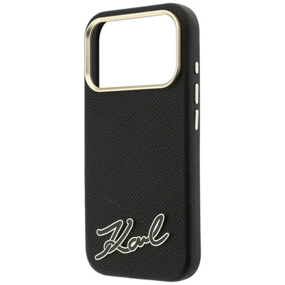 Θήκη MagSafe για Apple iPhone 18 Pro Max / 17 Pro Max, Karl Lagerfeld, Grained Resin Sign Logo, Μαύρη