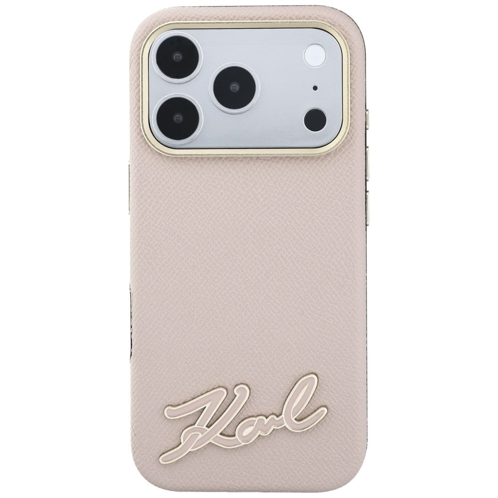 Θήκη MagSafe για Apple iPhone 18 Pro Max / 17 Pro Max, Karl Lagerfeld, Grained Resin Sign Logo, Ροζ