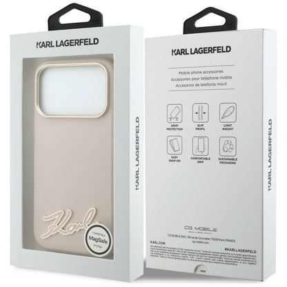 Θήκη MagSafe για Apple iPhone 18 Pro Max / 17 Pro Max, Karl Lagerfeld, Grained Resin Sign Logo, Ροζ
