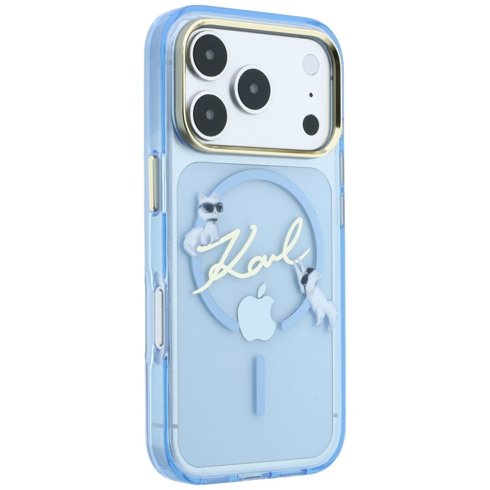 Θήκη MagSafe για Apple iPhone 18 Pro Max / 17 Pro Max, Karl Lagerfeld, IML Choupette Karl Script Logo, Μπλε