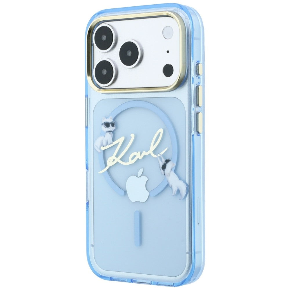 Θήκη MagSafe για Apple iPhone 18 Pro Max / 17 Pro Max, Karl Lagerfeld, IML Choupette Karl Script Logo, Μπλε