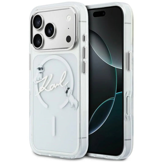 Θήκη MagSafe για Apple iPhone 18 Pro Max / 17 Pro Max, Karl Lagerfeld, IML Choupette Karl Script Logo, Διαφανής