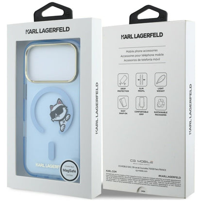 Θήκη MagSafe για Apple iPhone 18 Pro Max / 17 Pro Max, Karl Lagerfeld, IML Peekaboo Print and Metal Frame, Μπλε