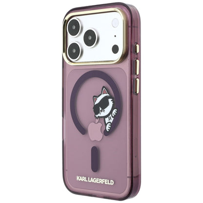 Θήκη MagSafe για Apple iPhone 18 Pro Max / 17 Pro Max, Karl Lagerfeld, IML Peekaboo Print και Μεταλλικό Πλαίσιο, Βυσσινί