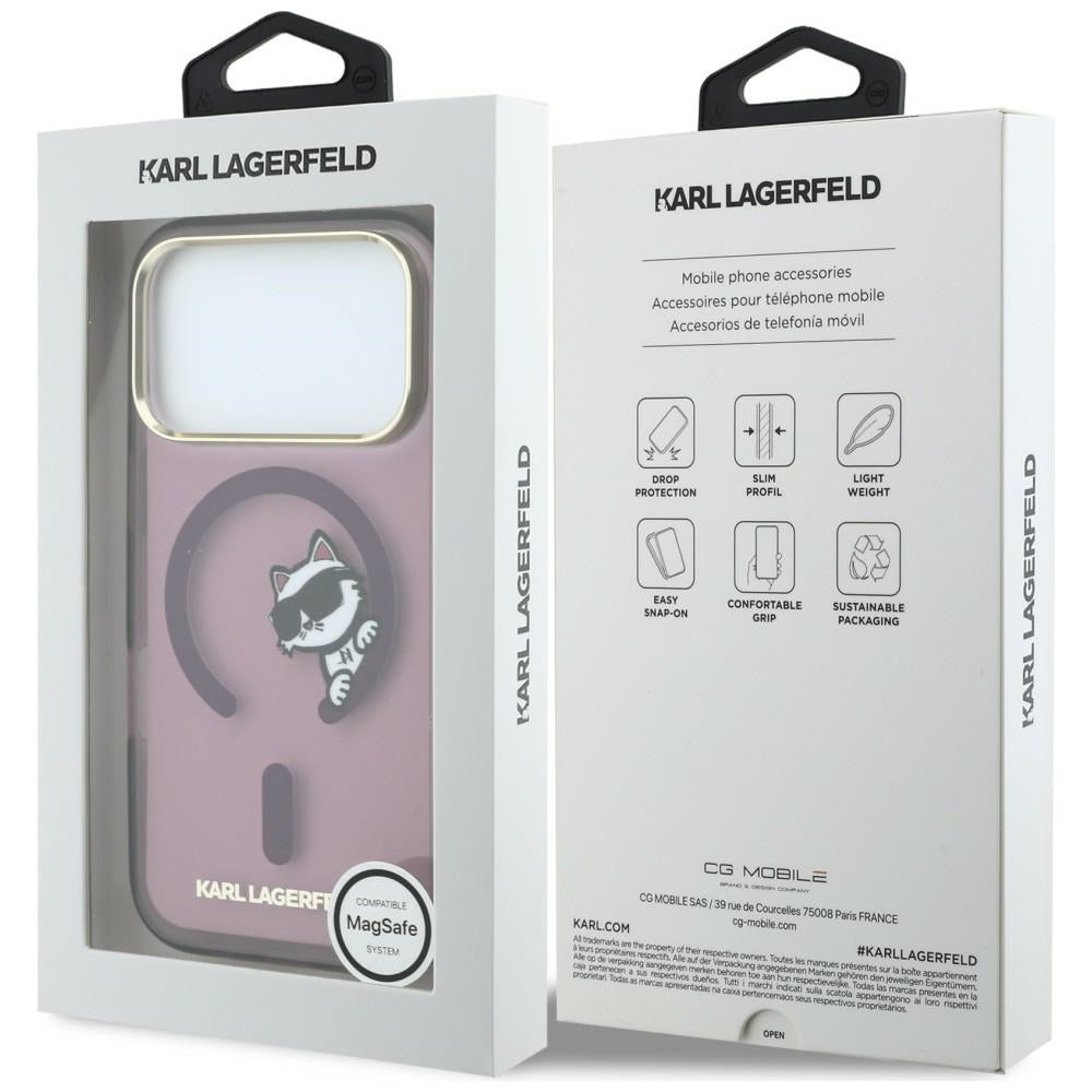 Θήκη MagSafe για Apple iPhone 18 Pro Max / 17 Pro Max, Karl Lagerfeld, IML Peekaboo Print και Μεταλλικό Πλαίσιο, Βυσσινί