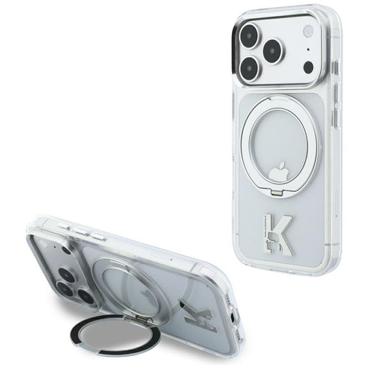 Θήκη MagSafe για Apple iPhone 18 Pro Max / 17 Pro Max, Karl Lagerfeld, IML Ring Stand Kameo Metal, Διαφανής