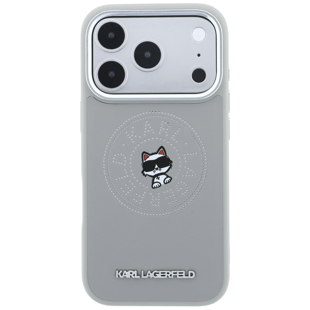 MagSafe Case for Apple iPhone 18 Pro Max / 17 Pro Max, Karl Lagerfeld, Point and Choupette Sketch, Gray