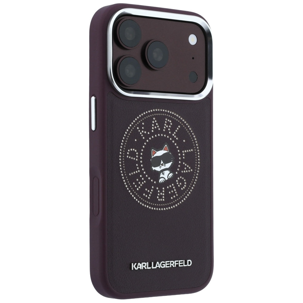 MagSafe Case for Apple iPhone 18 Pro Max / 17 Pro Max, Karl Lagerfeld, Point and Choupette Sketch, Burgundy
