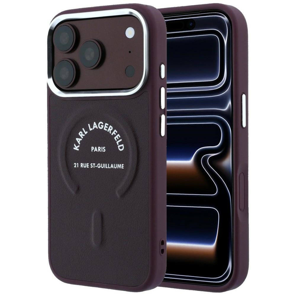 Θήκη MagSafe για Apple iPhone 18 Pro Max / 17 Pro Max, Karl Lagerfeld, Δαχτυλίδι Karl RSG Logo, Βυσσινί
