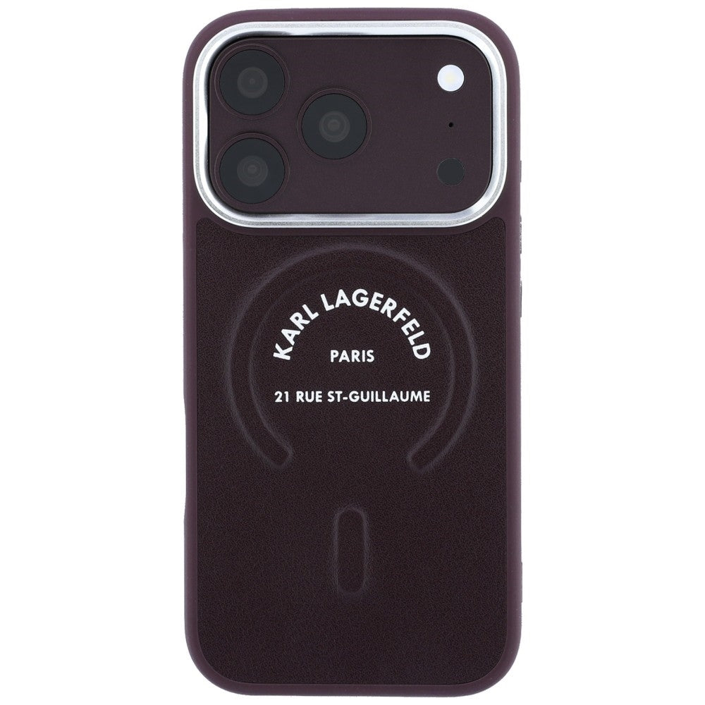 Θήκη MagSafe για Apple iPhone 18 Pro Max / 17 Pro Max, Karl Lagerfeld, Δαχτυλίδι Karl RSG Logo, Βυσσινί