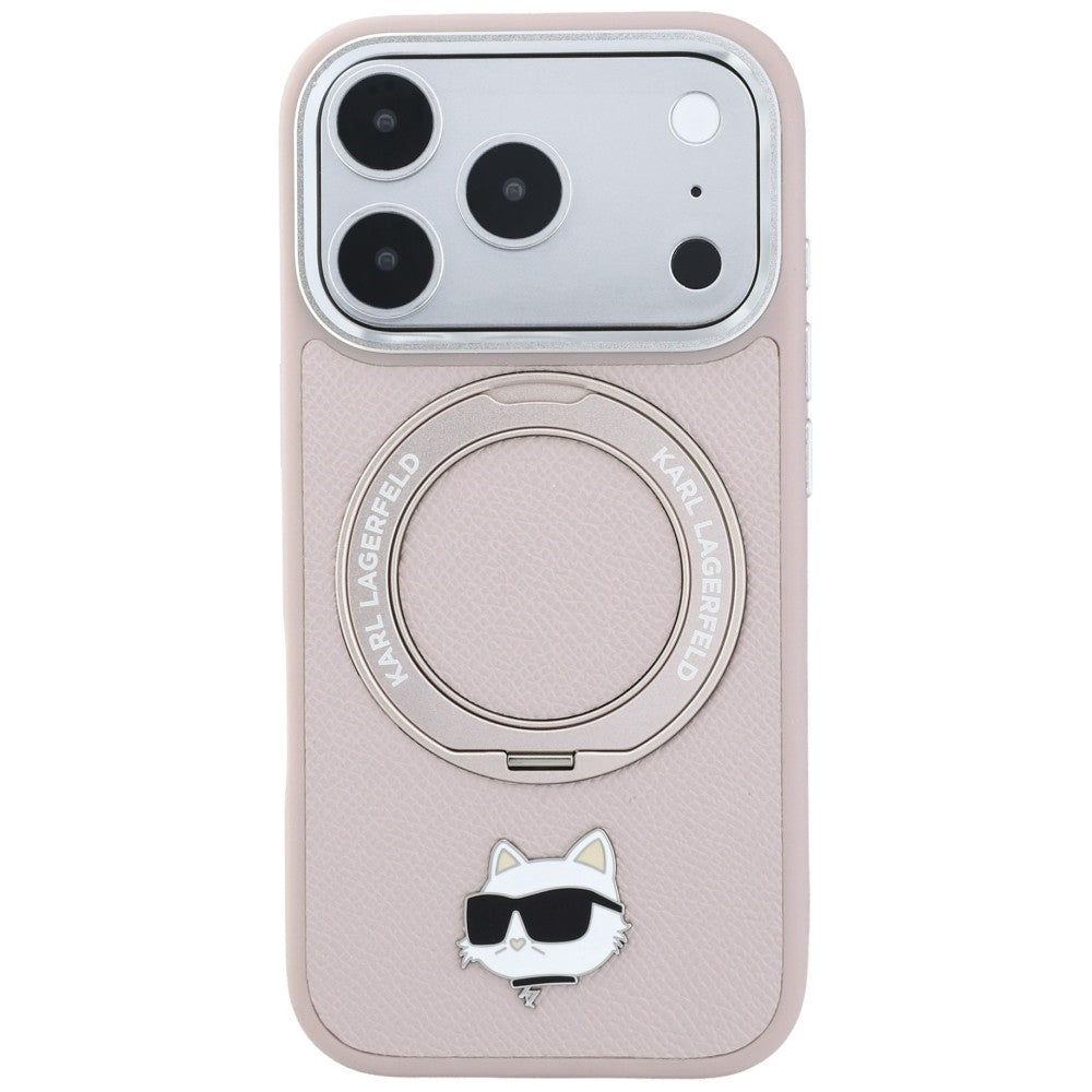 MagSafe Case for Apple iPhone 18 Pro Max / 17 Pro Max, Karl Lagerfeld, Ring Stand 360 Choupette Pin, Pink