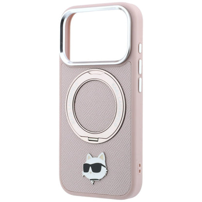 MagSafe Case for Apple iPhone 18 Pro Max / 17 Pro Max, Karl Lagerfeld, Ring Stand 360 Choupette Pin, Pink