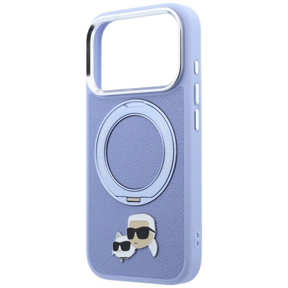 MagSafe Case for Apple iPhone 18 Pro Max / 17 Pro Max, Karl Lagerfeld, Ring Stand 360 Karl & Choupette Pin, Blue
