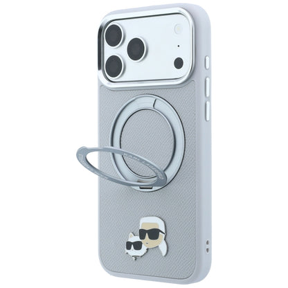 Θήκη MagSafe για Apple iPhone 18 Pro Max / 17 Pro Max, Karl Lagerfeld, Ring Stand 360 Karl & Choupette Pin, Γκρι