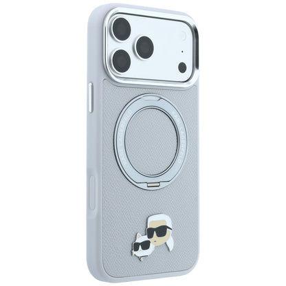 Θήκη MagSafe για Apple iPhone 18 Pro Max / 17 Pro Max, Karl Lagerfeld, Ring Stand 360 Karl & Choupette Pin, Γκρι