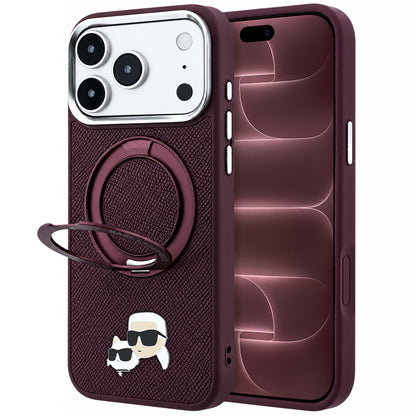 Θήκη MagSafe για Apple iPhone 18 Pro Max / 17 Pro Max, Karl Lagerfeld, Ring Stand 360 Karl & Choupette Pin, Μπορντό