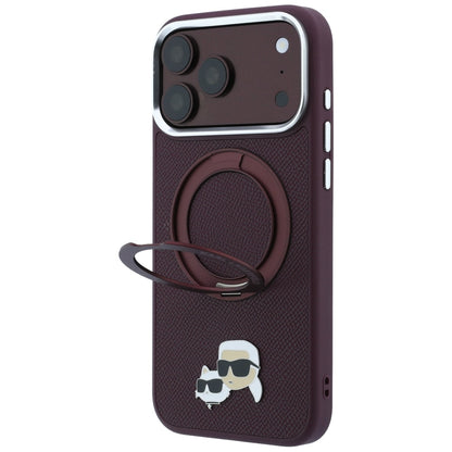 Θήκη MagSafe για Apple iPhone 18 Pro Max / 17 Pro Max, Karl Lagerfeld, Ring Stand 360 Karl & Choupette Pin, Μπορντό
