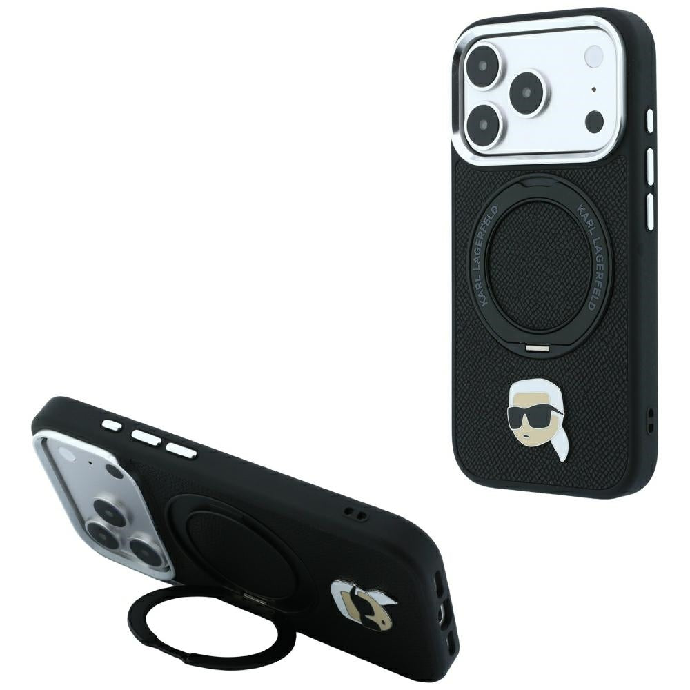 Θήκη MagSafe για Apple iPhone 18 Pro Max / 17 Pro Max, Karl Lagerfeld, Ring Stand 360 Karl Pin, Μαύρη