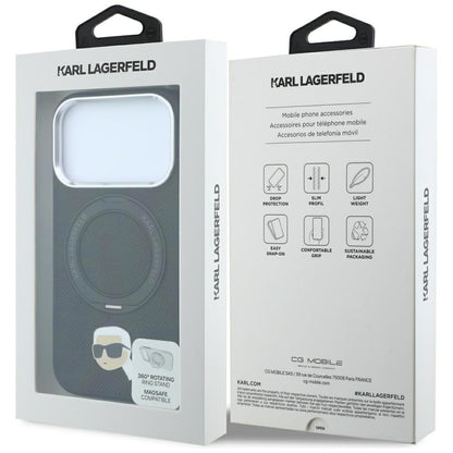 Θήκη MagSafe για Apple iPhone 18 Pro Max / 17 Pro Max, Karl Lagerfeld, Ring Stand 360 Karl Pin, Μαύρη