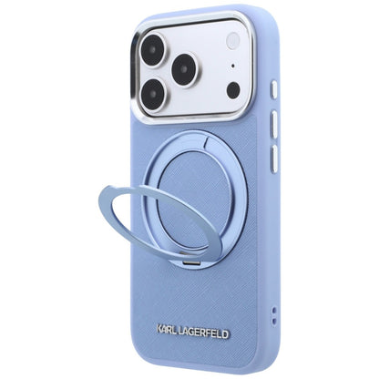 MagSafe Case for Apple iPhone 18 Pro Max / 17 Pro Max, Karl Lagerfeld, Ring Stand 360 Saffiano, Blue