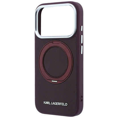 MagSafe Case for Apple iPhone 18 Pro Max / 17 Pro Max, Karl Lagerfeld, Ring Stand 360 Saffiano, Burgundy