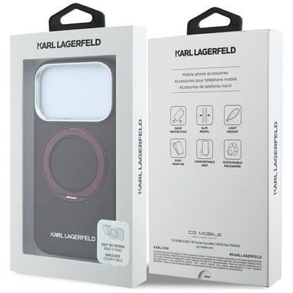 MagSafe Case for Apple iPhone 18 Pro Max / 17 Pro Max, Karl Lagerfeld, Ring Stand 360 Saffiano, Burgundy