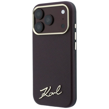 Θήκη MagSafe για Apple iPhone 18 Pro Max / 17 Pro Max, Karl Lagerfeld, Saffiano Small Script Metal Logo, Βυσσινί
