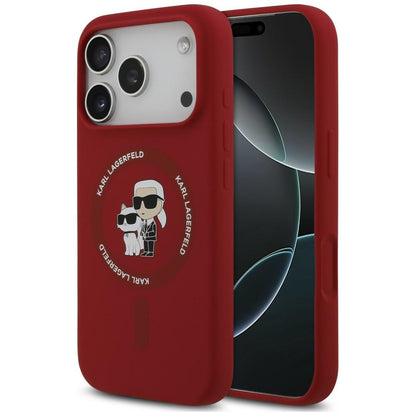 Θήκη MagSafe για Apple iPhone 18 Pro Max / 17 Pro Max, Karl Lagerfeld, Silicone Ring Karl & Choupette, Ροζ