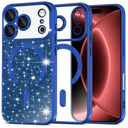 MagSafe Case for Apple iPhone 18 Pro Max / 17 Pro Max, Techsuit, Luxury Glitter, Dark Blue