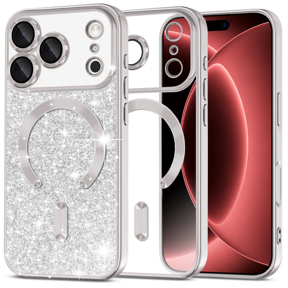 Θήκη MagSafe για Apple iPhone 18 Pro Max / 17 Pro Max, Techsuit, Luxury Glitter, Ασημί