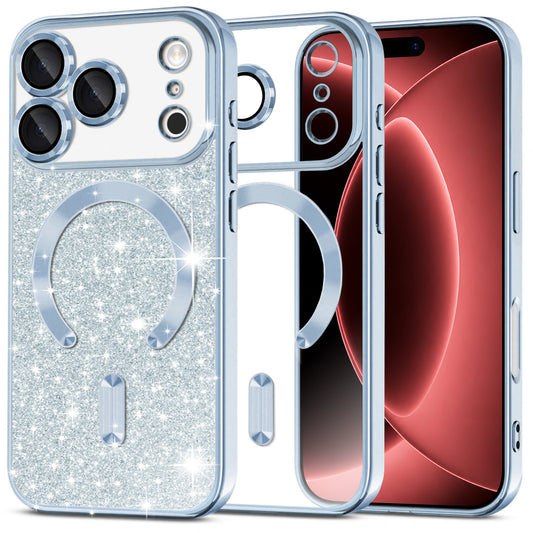 MagSafe Case for Apple iPhone 18 Pro Max / 17 Pro Max, Techsuit, Luxury Glitter, Blue