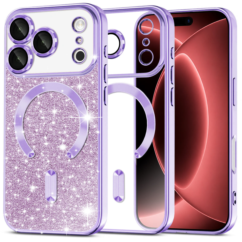 MagSafe Case for Apple iPhone 18 Pro Max / 17 Pro Max, Techsuit, Luxury Glitter, Light Purple