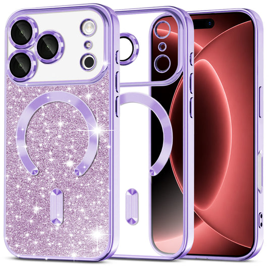 MagSafe Case for Apple iPhone 18 Pro Max / 17 Pro Max, Techsuit, Luxury Glitter, Light Purple